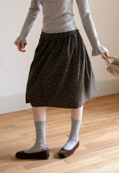 Floral Print A Line Skirt