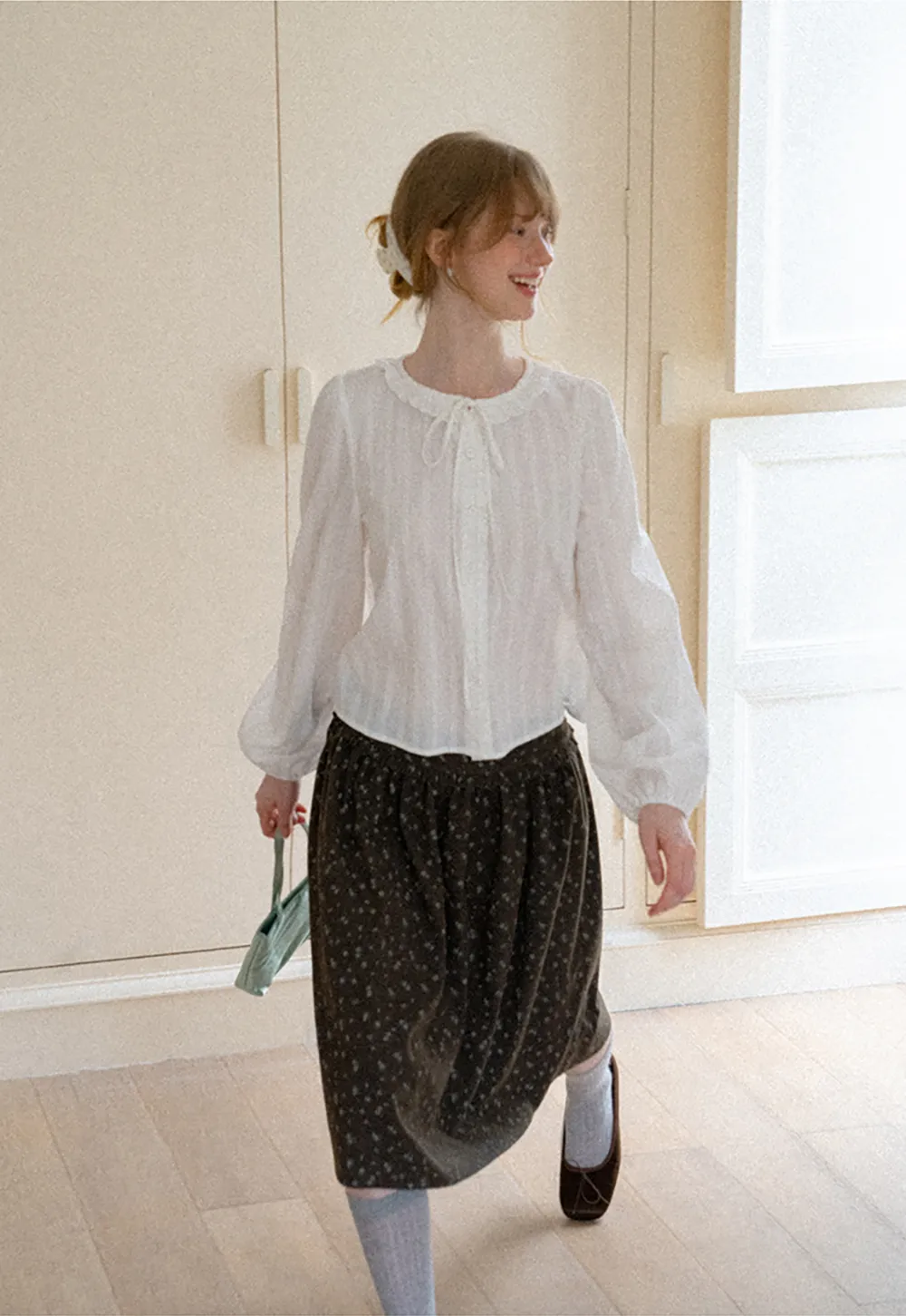 Floral Print A Line Skirt