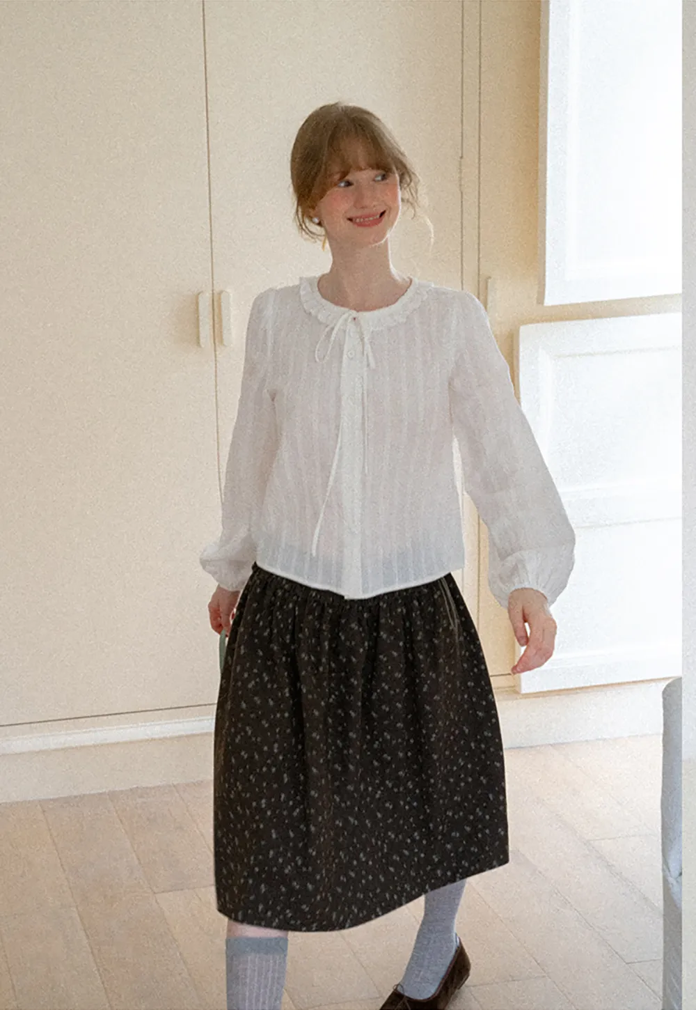 Floral Print A Line Skirt