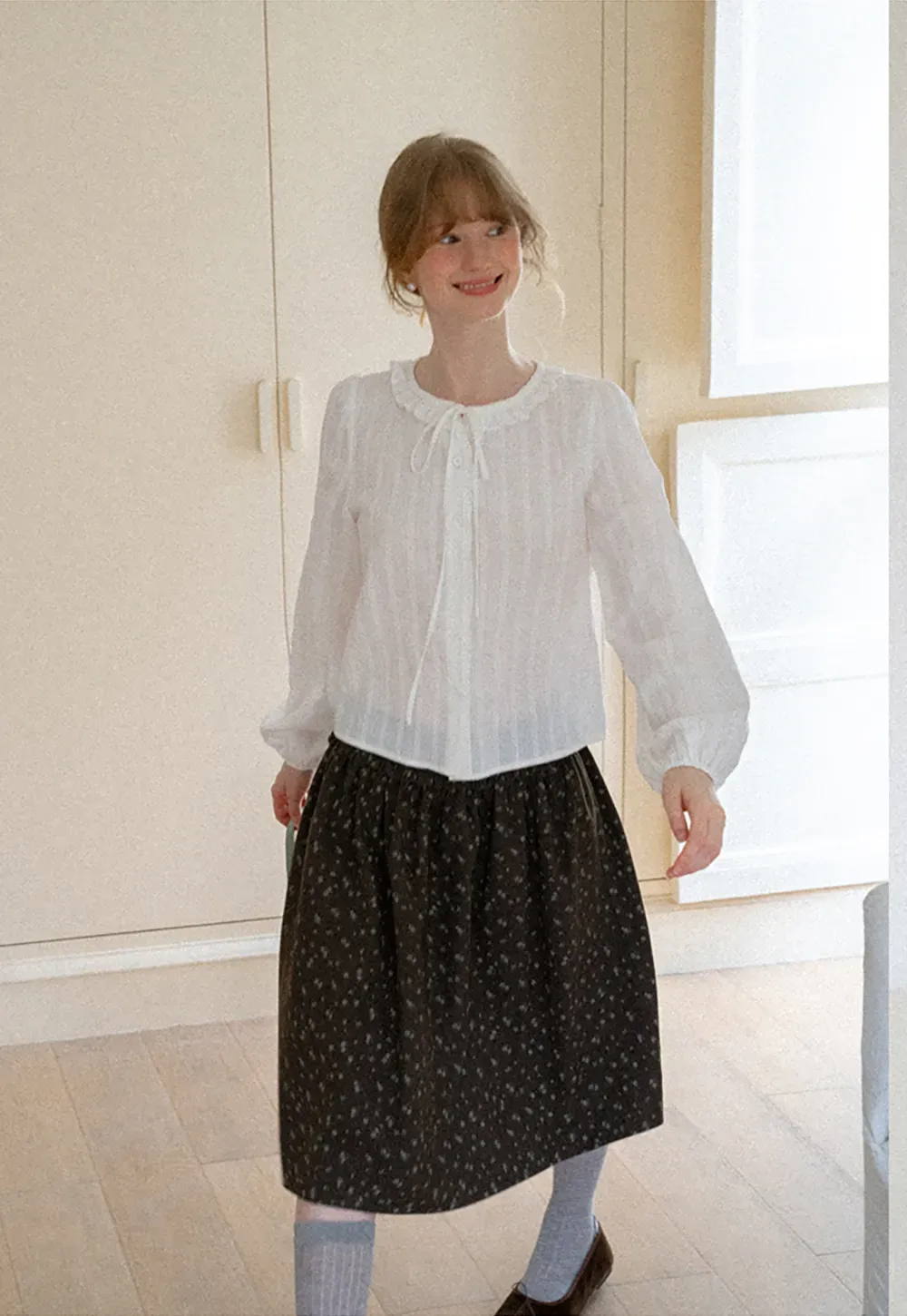 Floral Print A Line Skirt