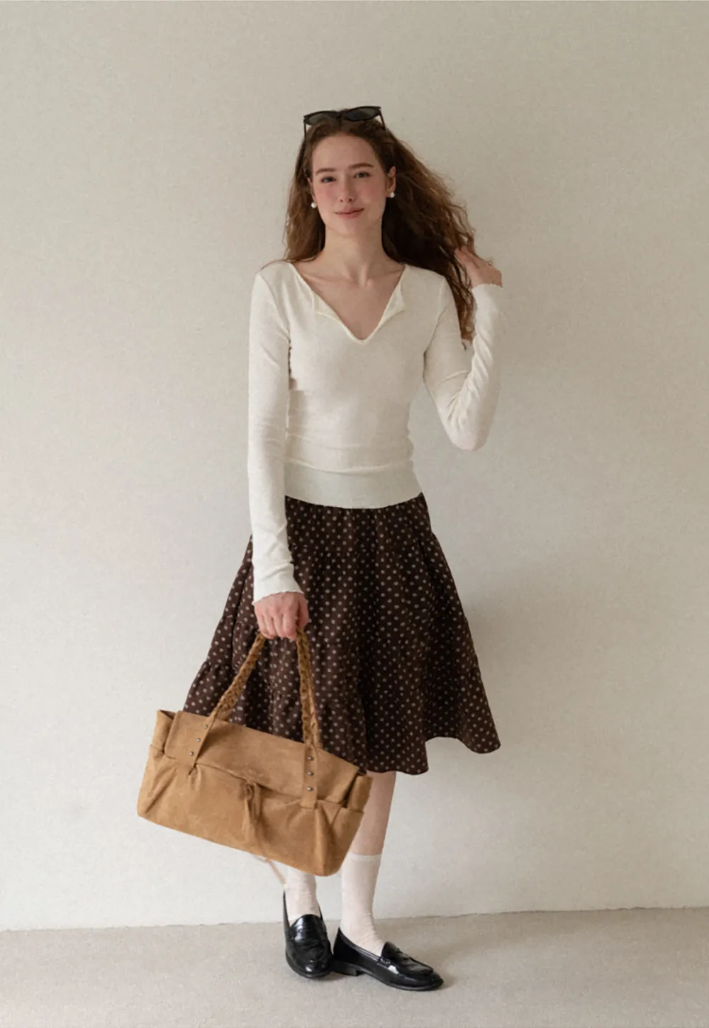 Tiered Polka Dot Midi Skirt
