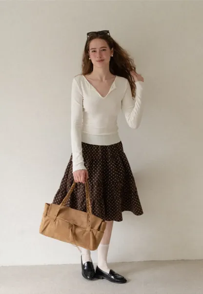 Tiered Polka Dot Midi Skirt