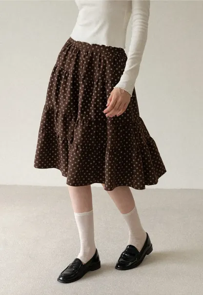 Tiered Polka Dot Midi Skirt