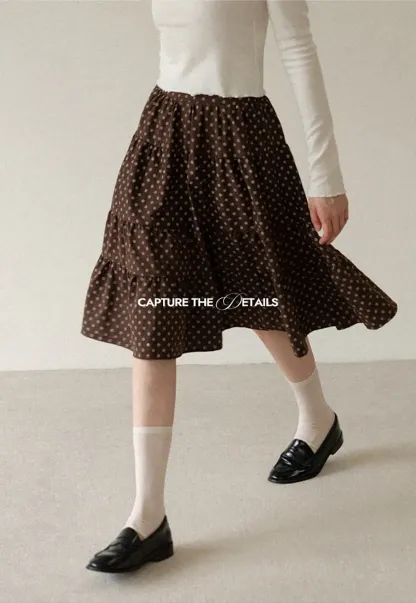Tiered Polka Dot Midi Skirt