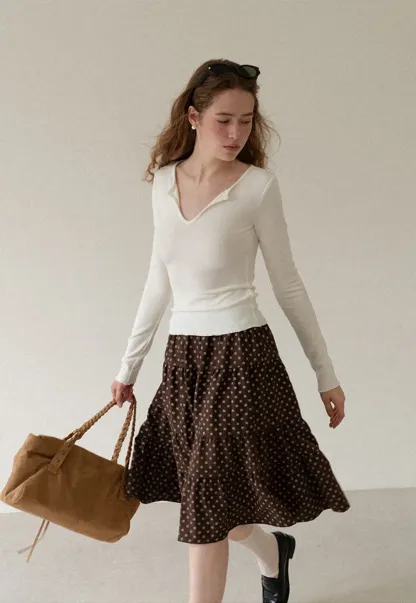 Tiered Polka Dot Midi Skirt