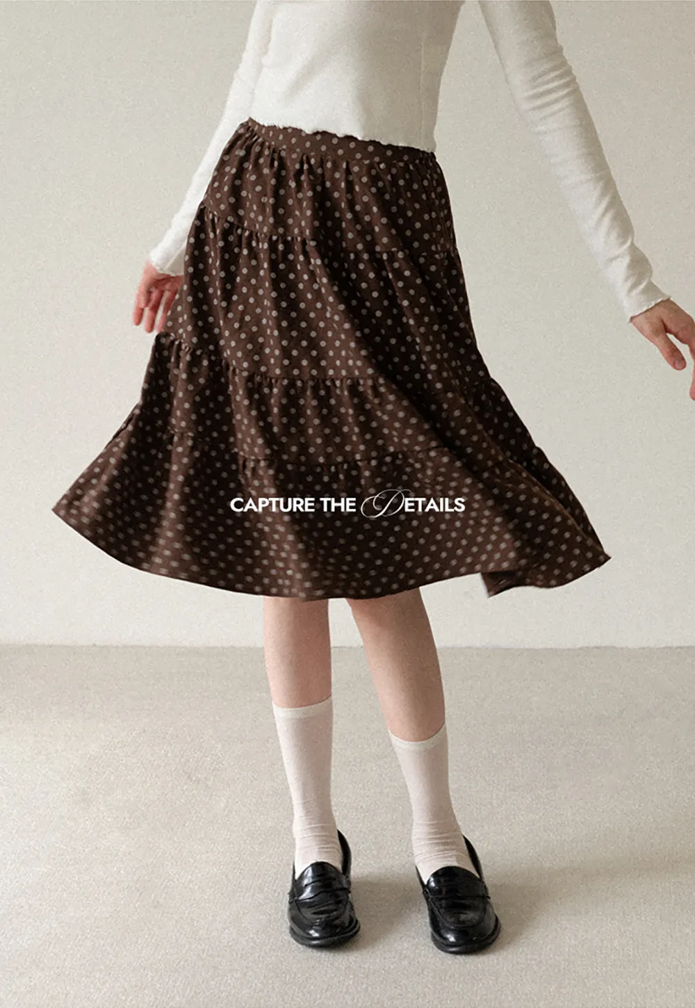 Tiered Polka Dot Midi Skirt