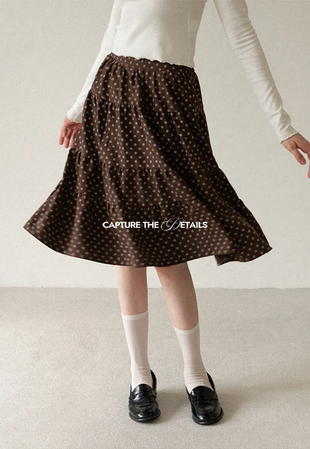 Tiered Polka Dot Midi Skirt