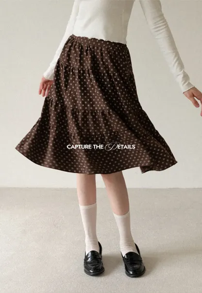 Tiered Polka Dot Midi Skirt