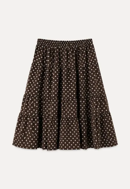 Tiered Polka Dot Midi Skirt