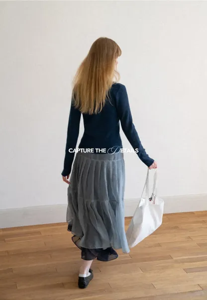 V Neck Button Front Cardigan Woolen Knit Sweater