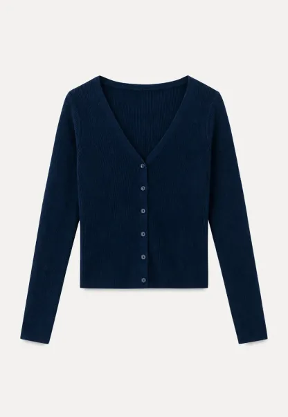 V Neck Button Front Cardigan Woolen Knit Sweater
