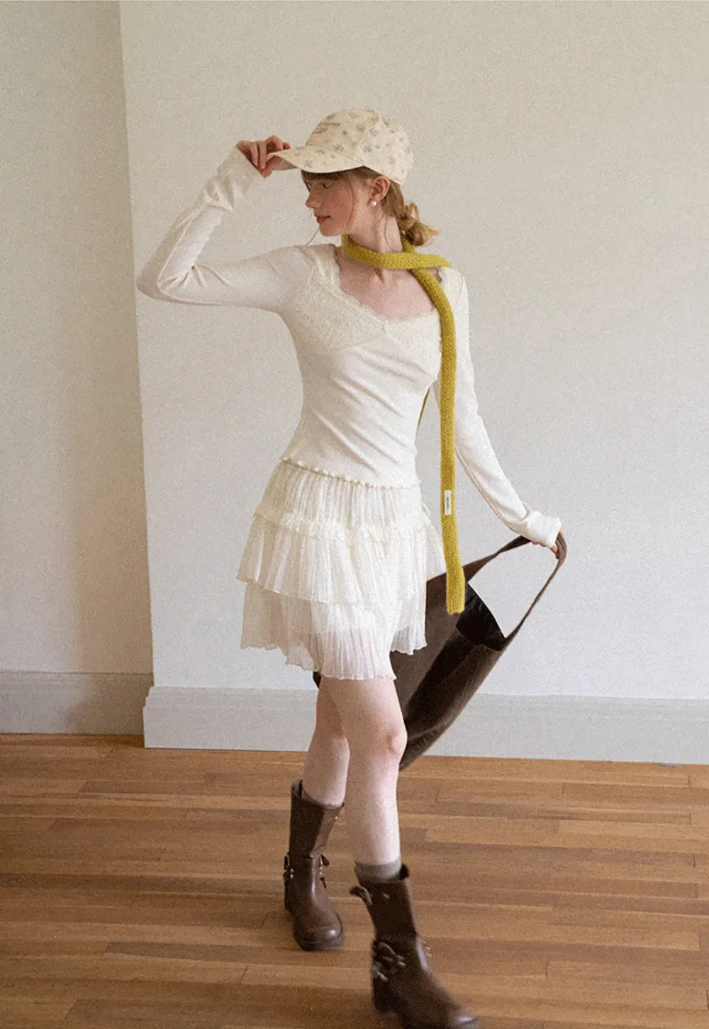 Tiered Pleated Sheer Organza Skirt