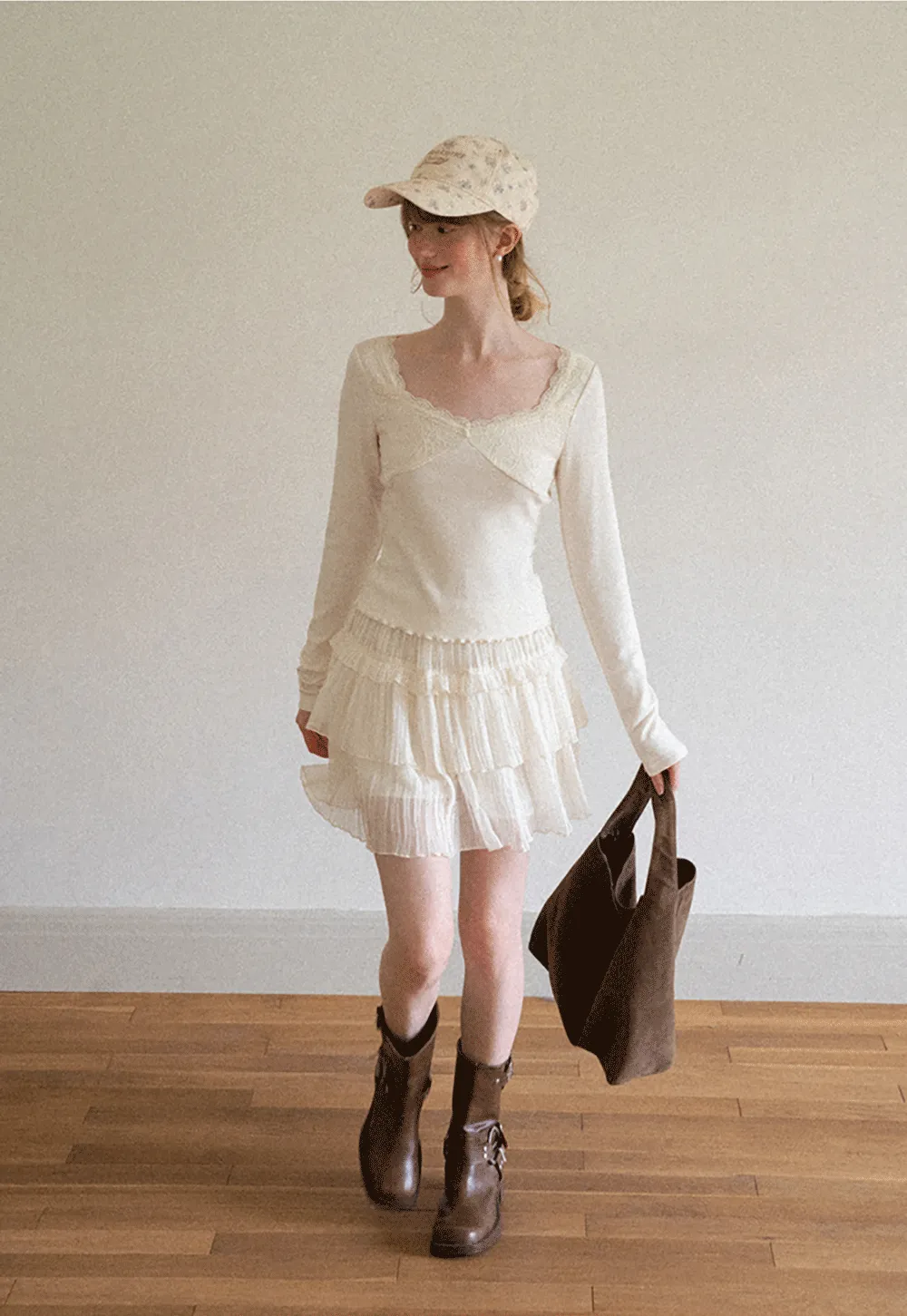Tiered Pleated Sheer Organza Skirt