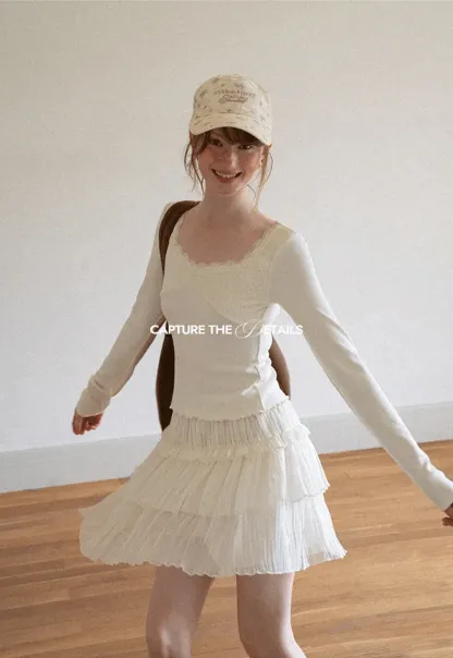 Tiered Pleated Sheer Organza Skirt