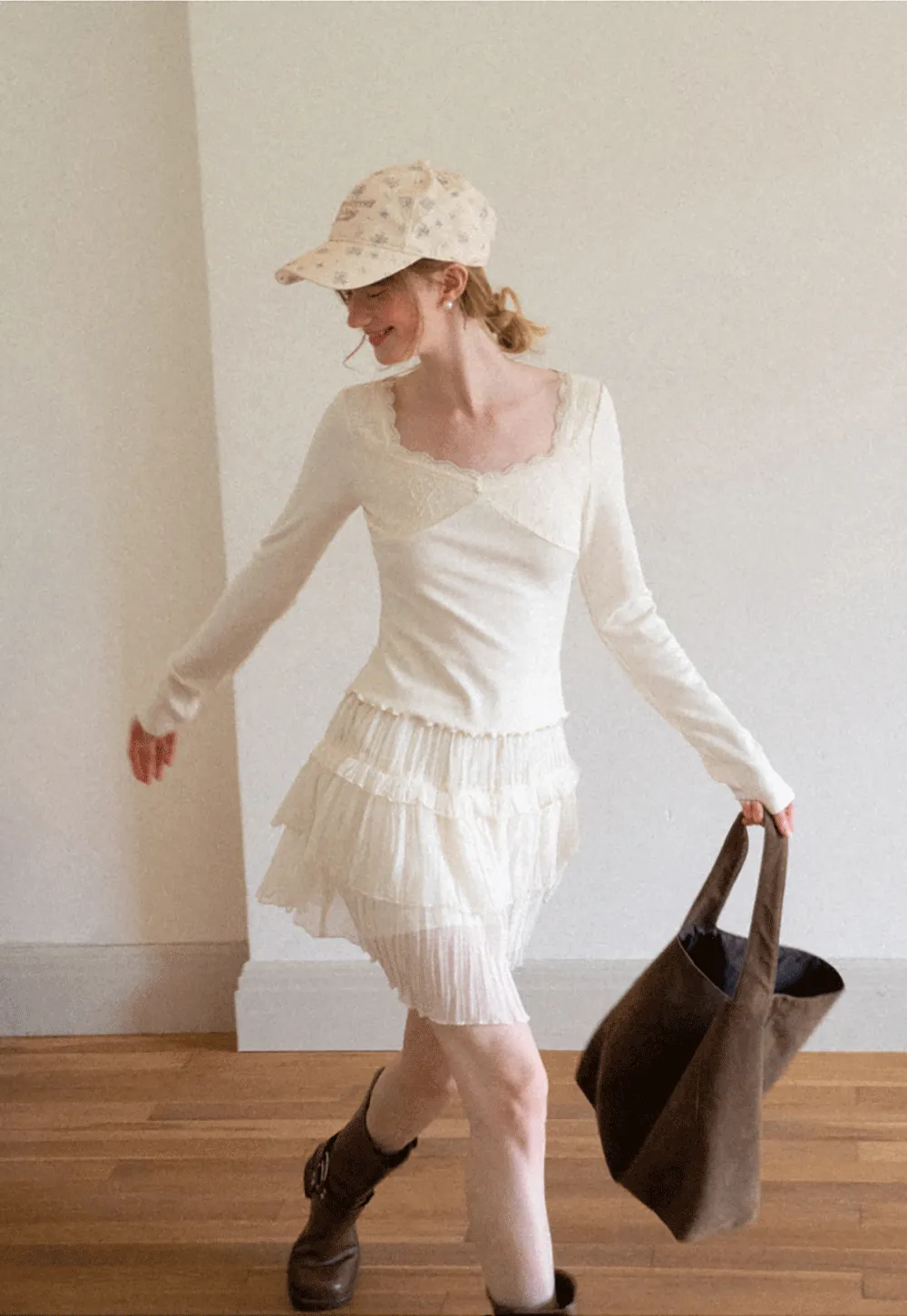 Tiered Pleated Sheer Organza Skirt