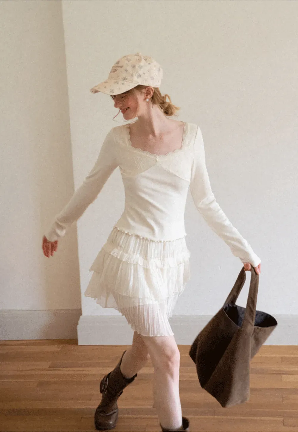 Tiered Pleated Sheer Organza Skirt