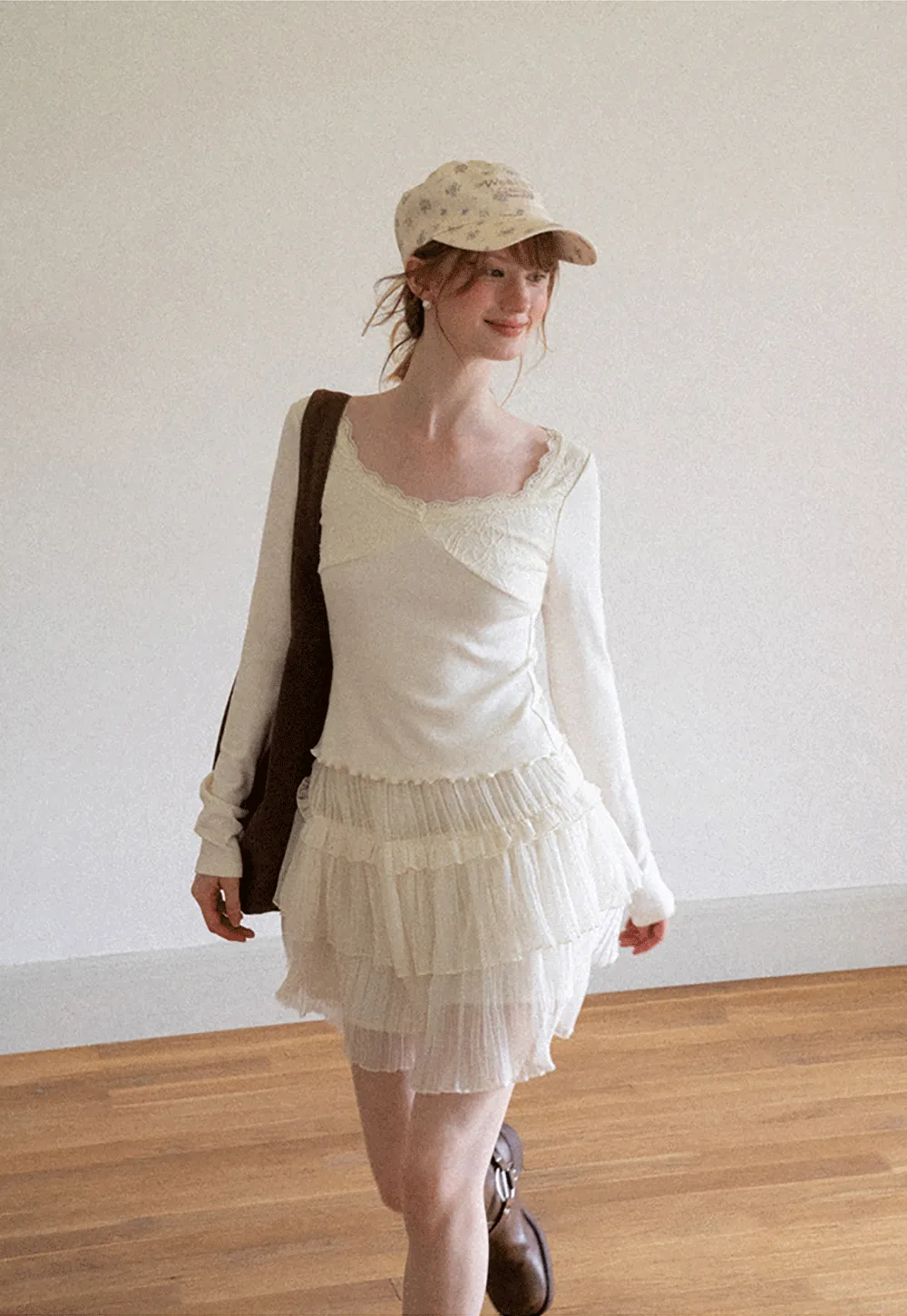 Tiered Pleated Sheer Organza Skirt