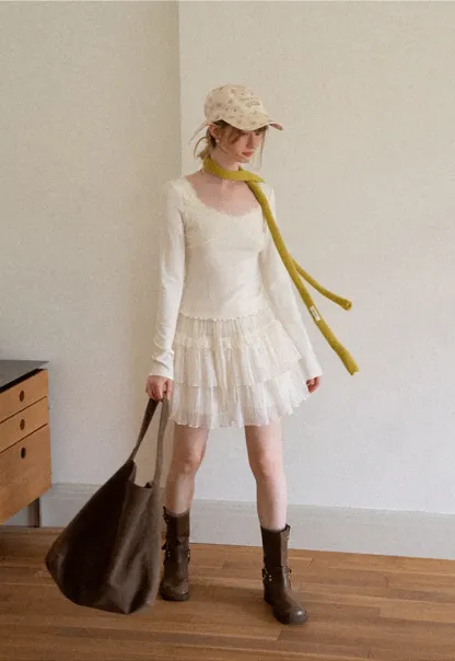 Tiered Pleated Sheer Organza Skirt