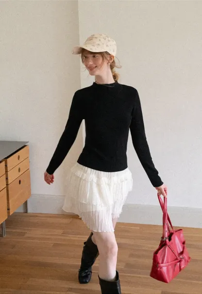 Tiered Pleated Sheer Organza Skirt