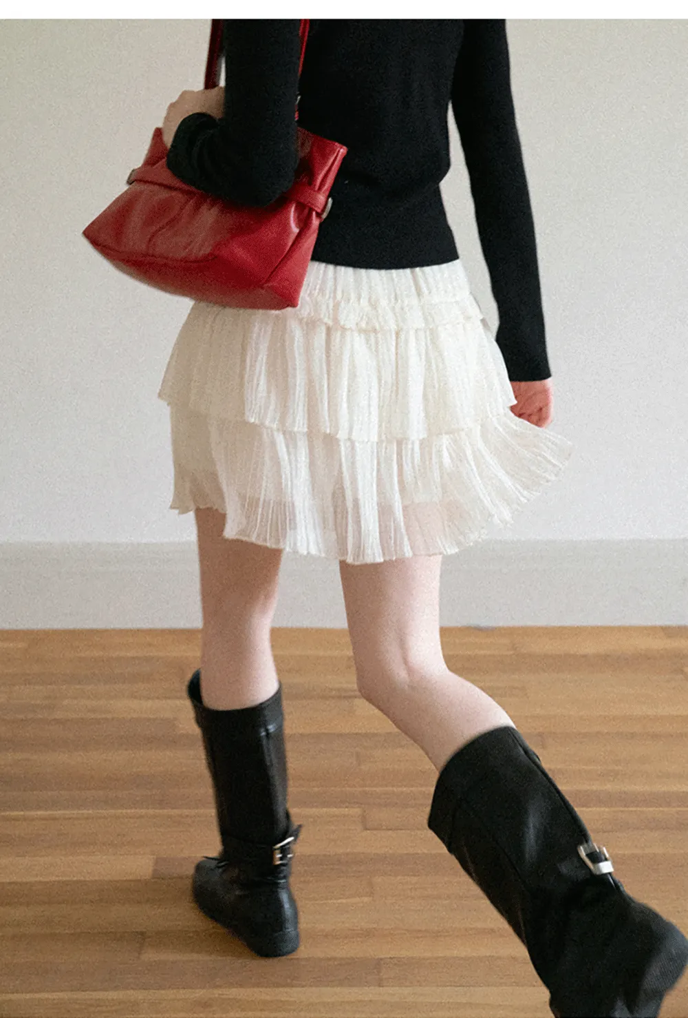 Tiered Pleated Sheer Organza Skirt