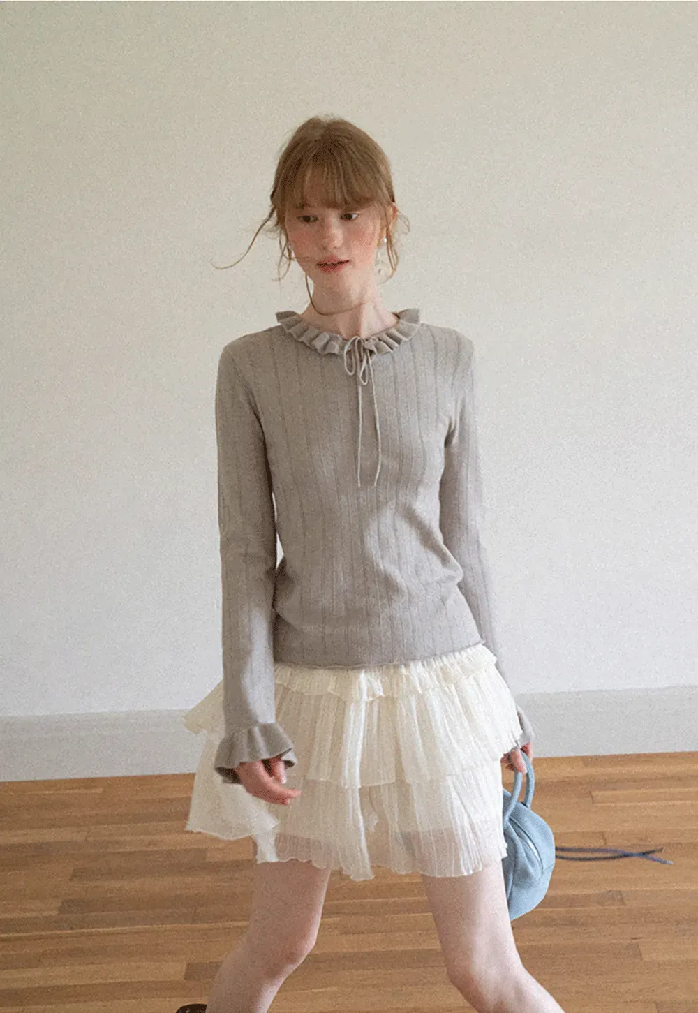 Tiered Pleated Sheer Organza Skirt