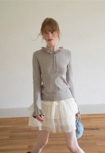 Tiered Pleated Sheer Organza Skirt