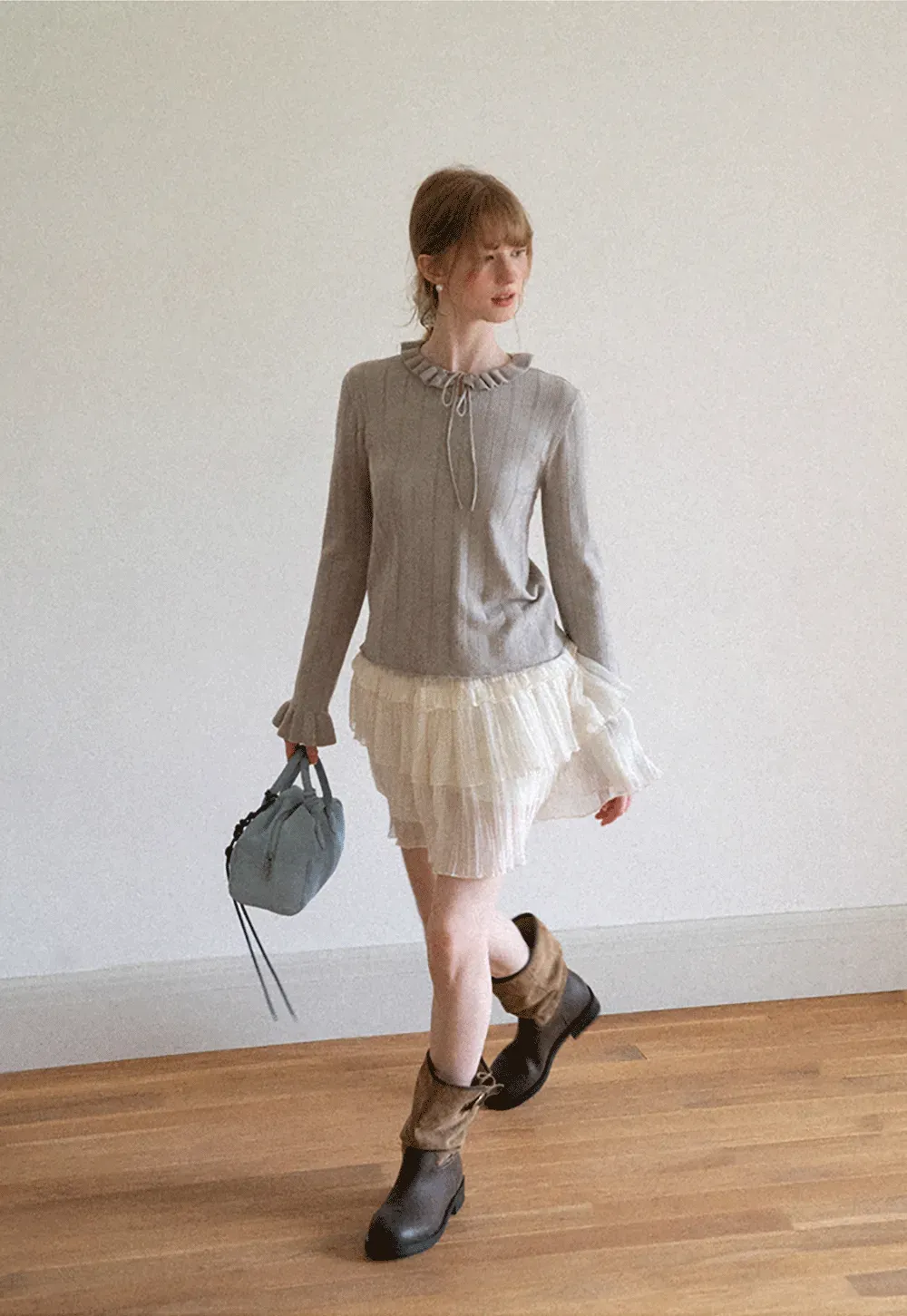 Tiered Pleated Sheer Organza Skirt