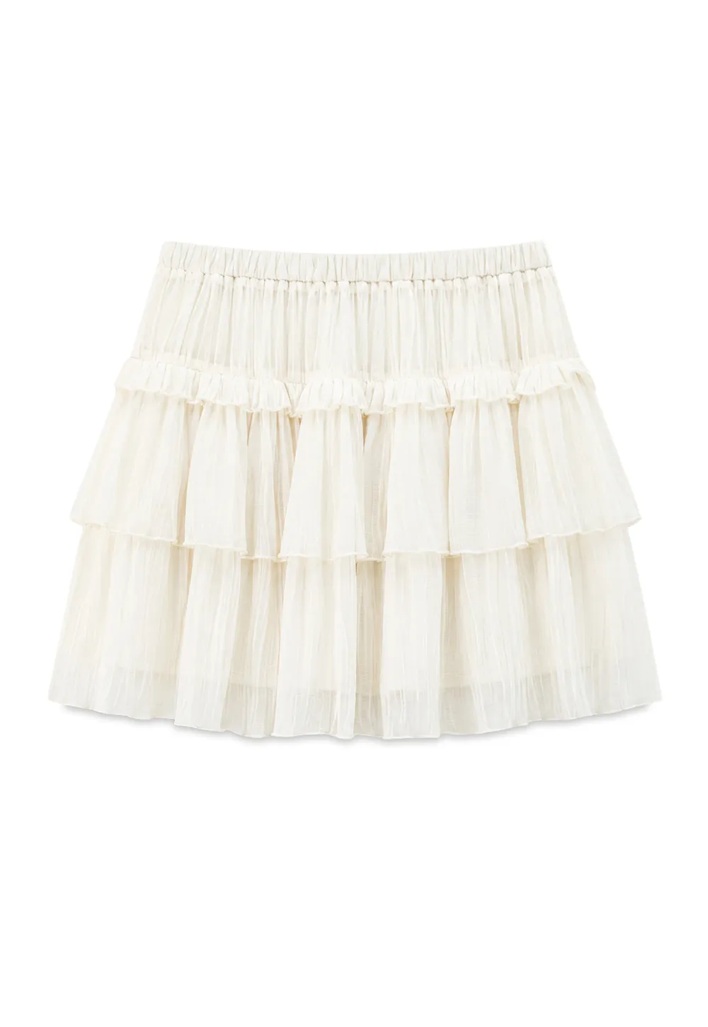 Tiered Pleated Sheer Organza Skirt