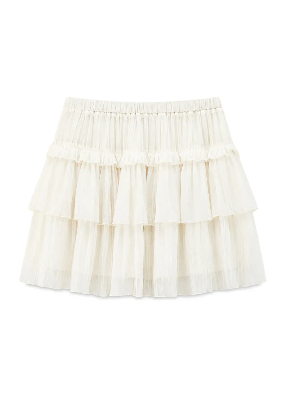 Tiered Pleated Sheer Organza Skirt
