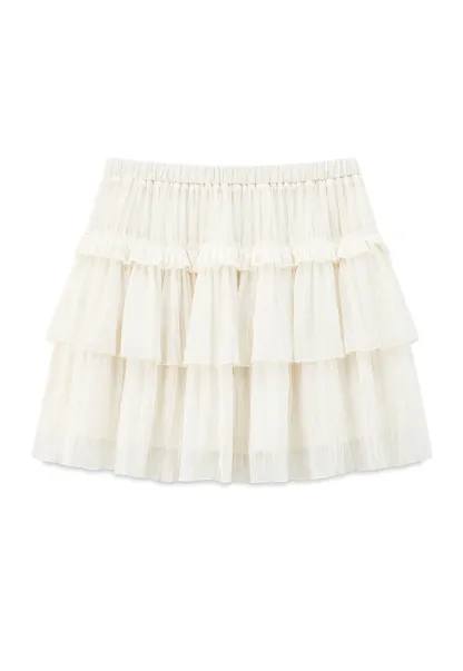 Tiered Pleated Sheer Organza Skirt