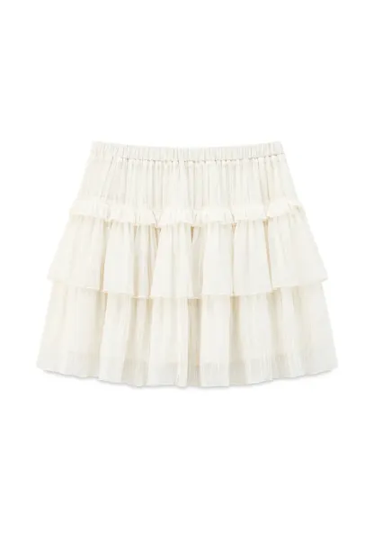 Tiered Pleated Sheer Organza Skirt