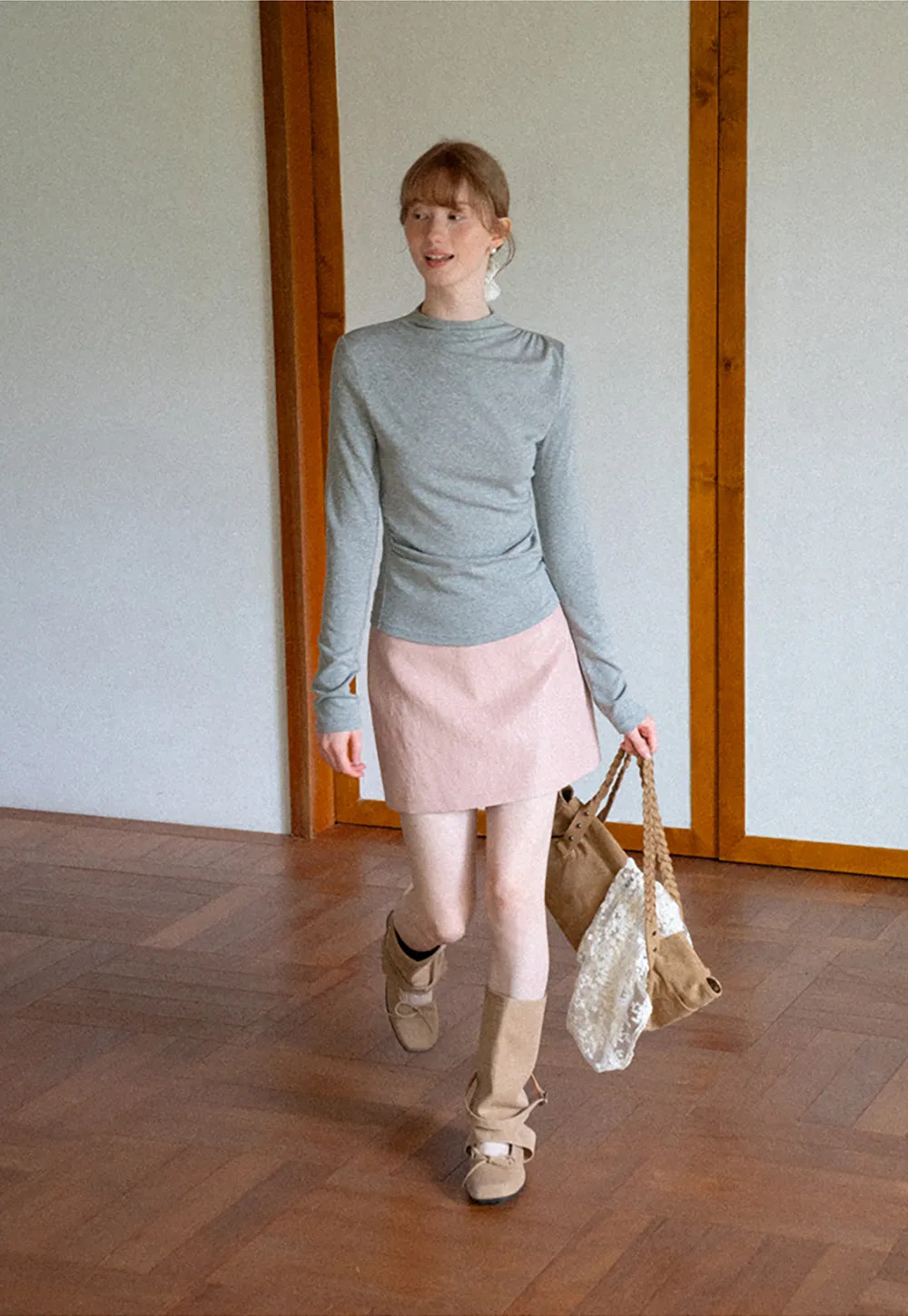High Waist A Line Mini Skirt