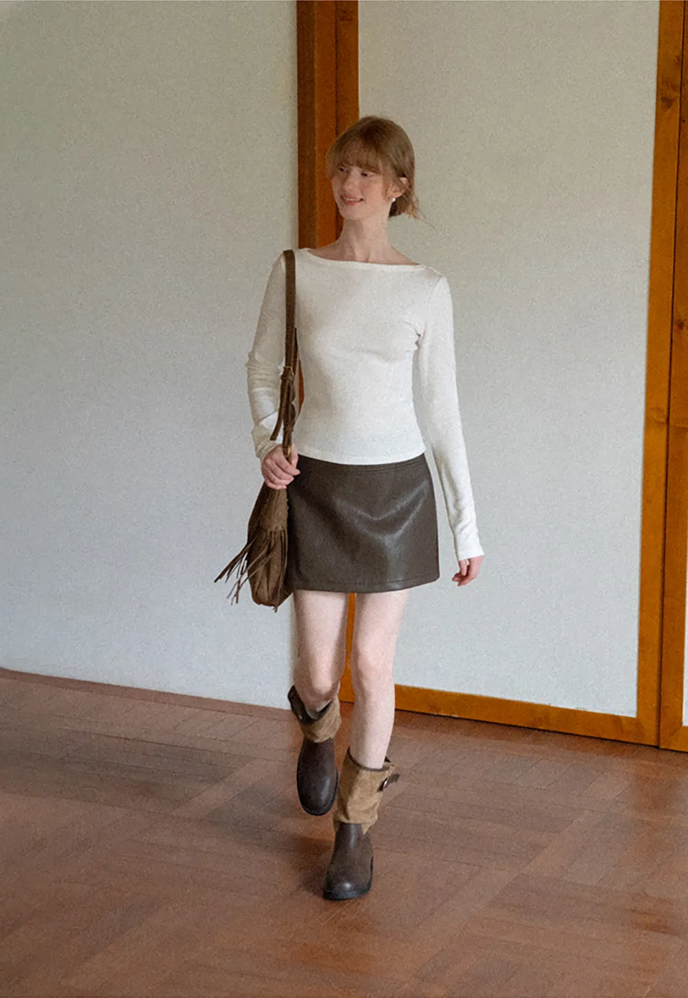High Waist A Line Mini Skirt