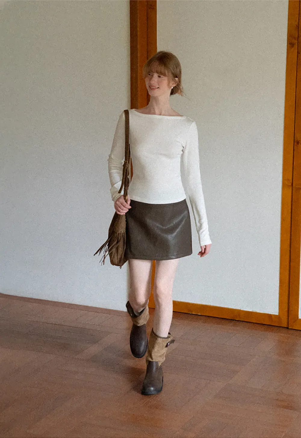 High Waist A Line Mini Skirt