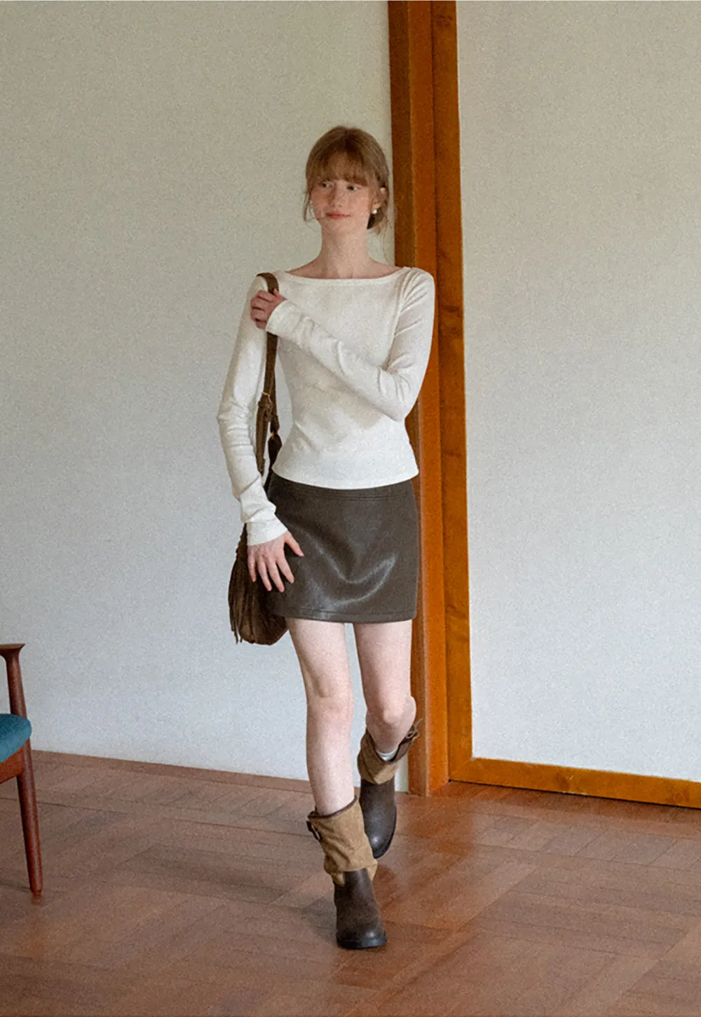 High Waist A Line Mini Skirt