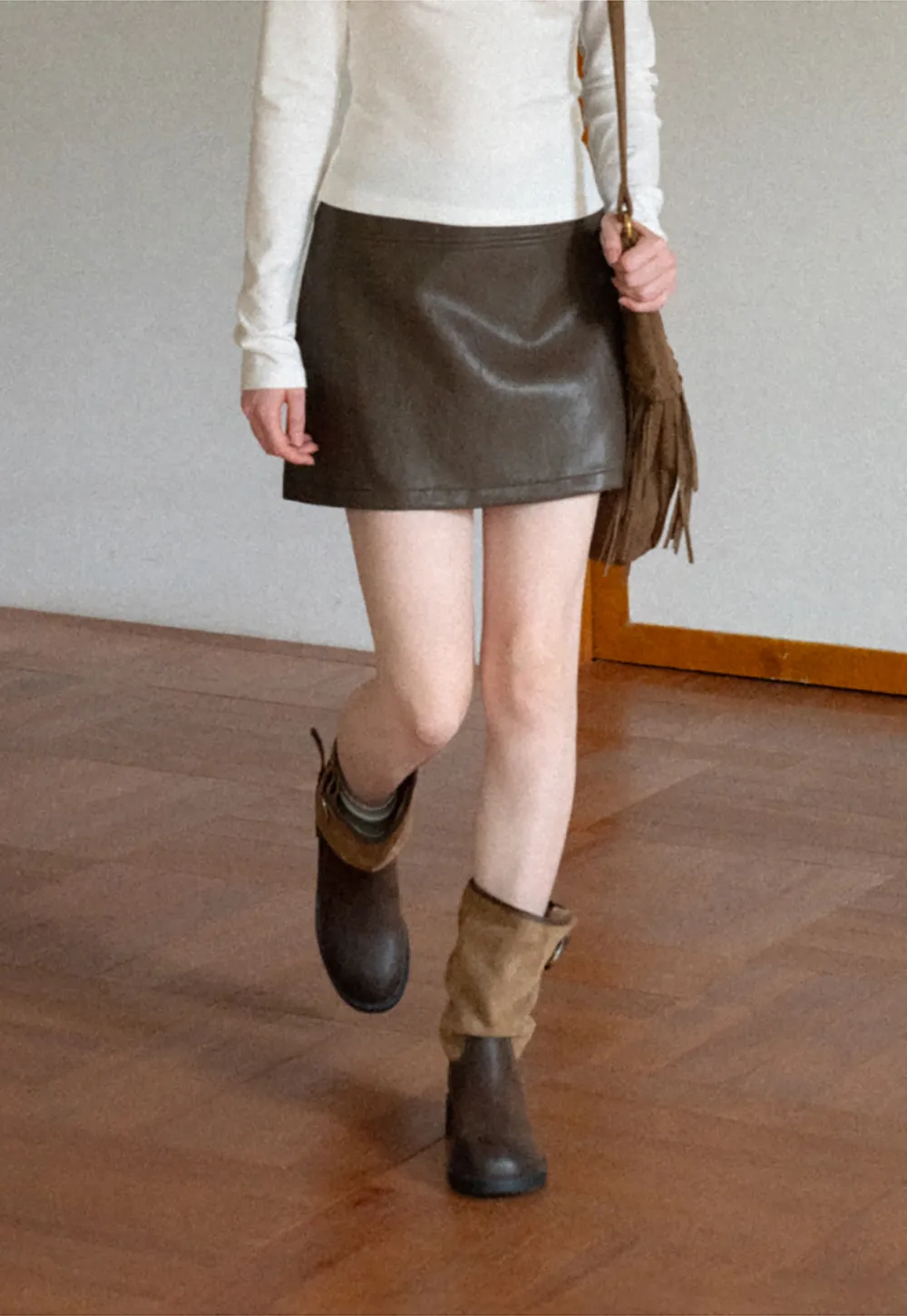 High Waist A Line Mini Skirt