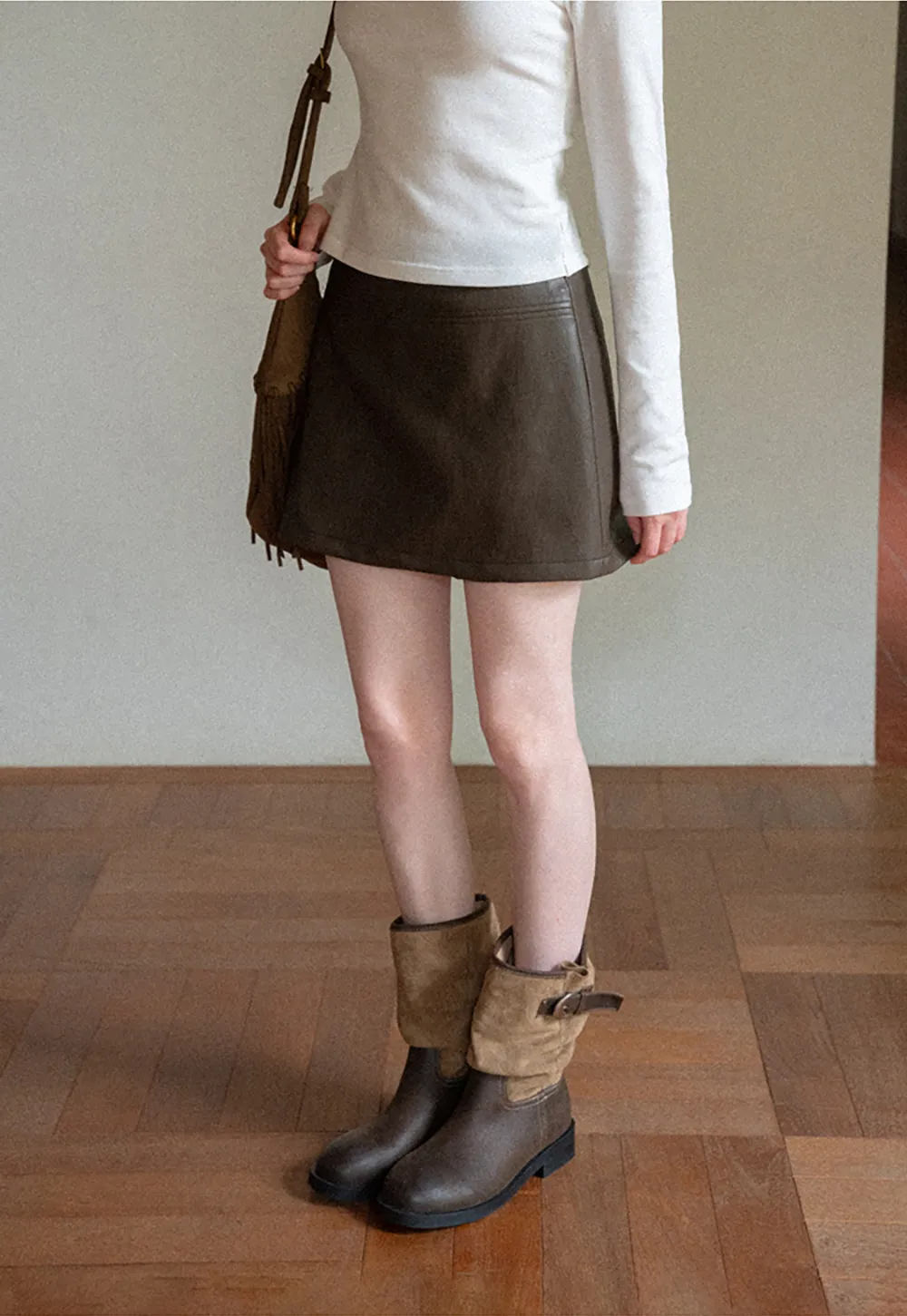 High Waist A Line Mini Skirt
