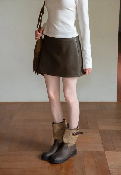 High Waist A Line Mini Skirt