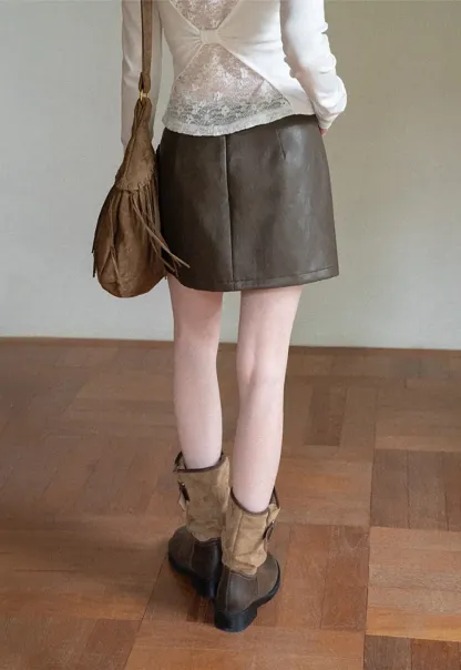 High Waist A Line Mini Skirt