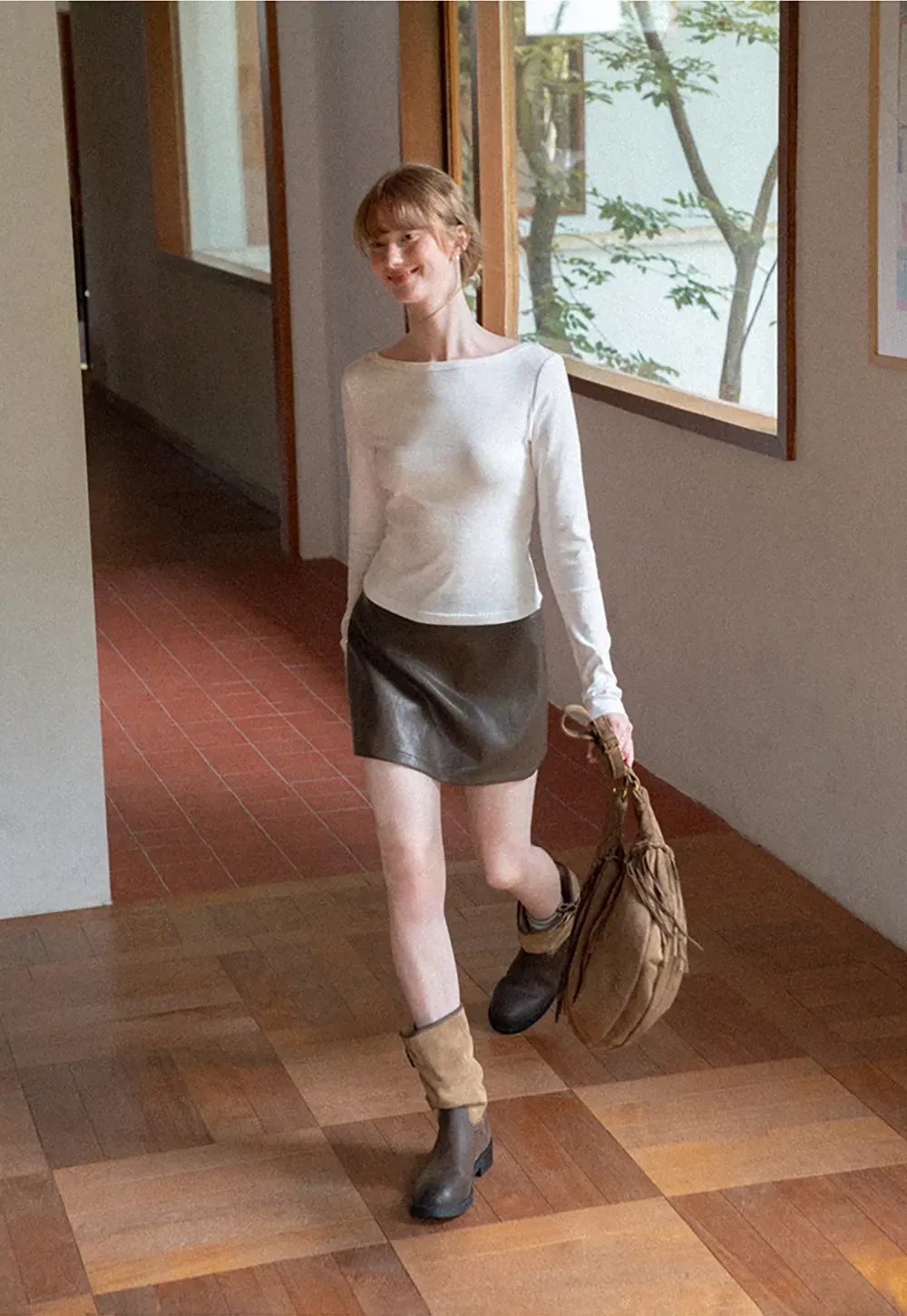 High Waist A Line Mini Skirt