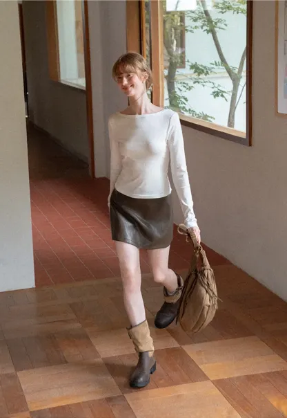 High Waist A Line Mini Skirt