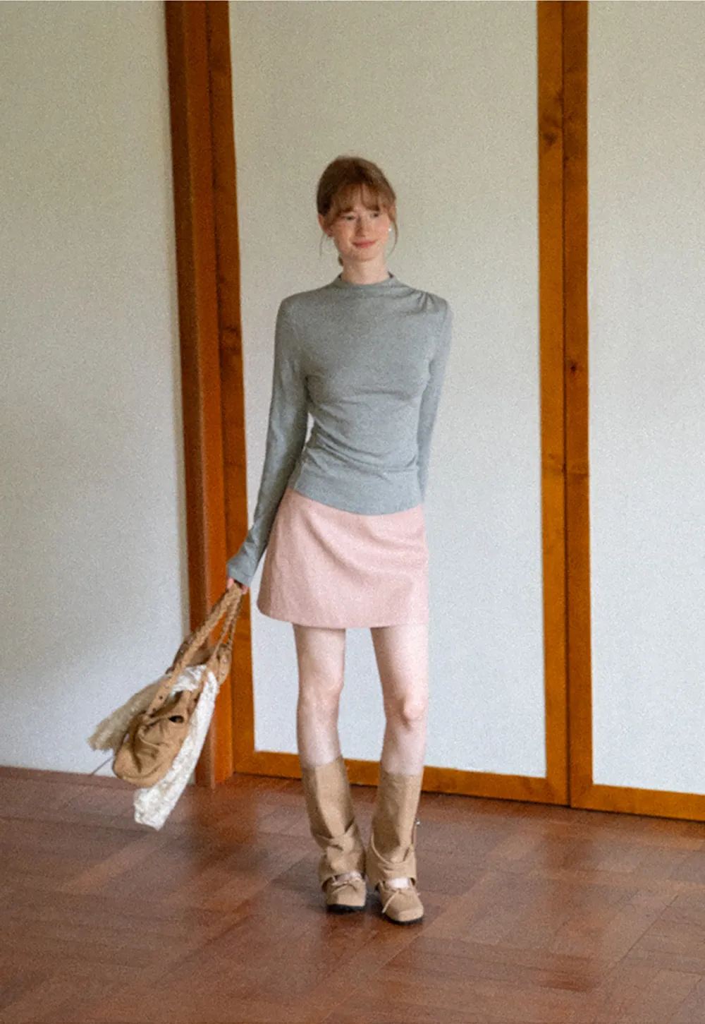 High Waist A Line Mini Skirt