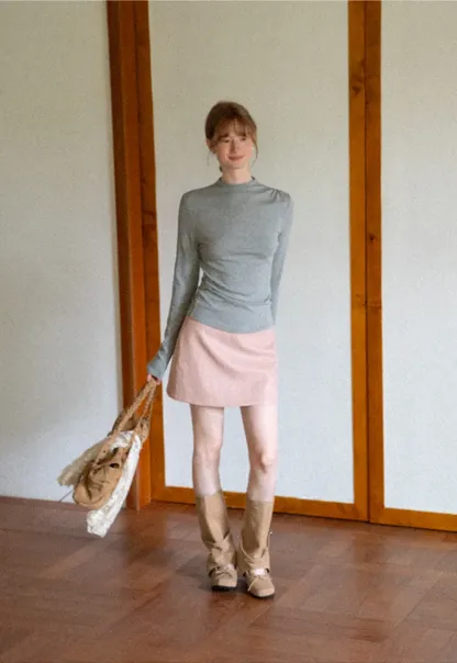 High Waist A Line Mini Skirt