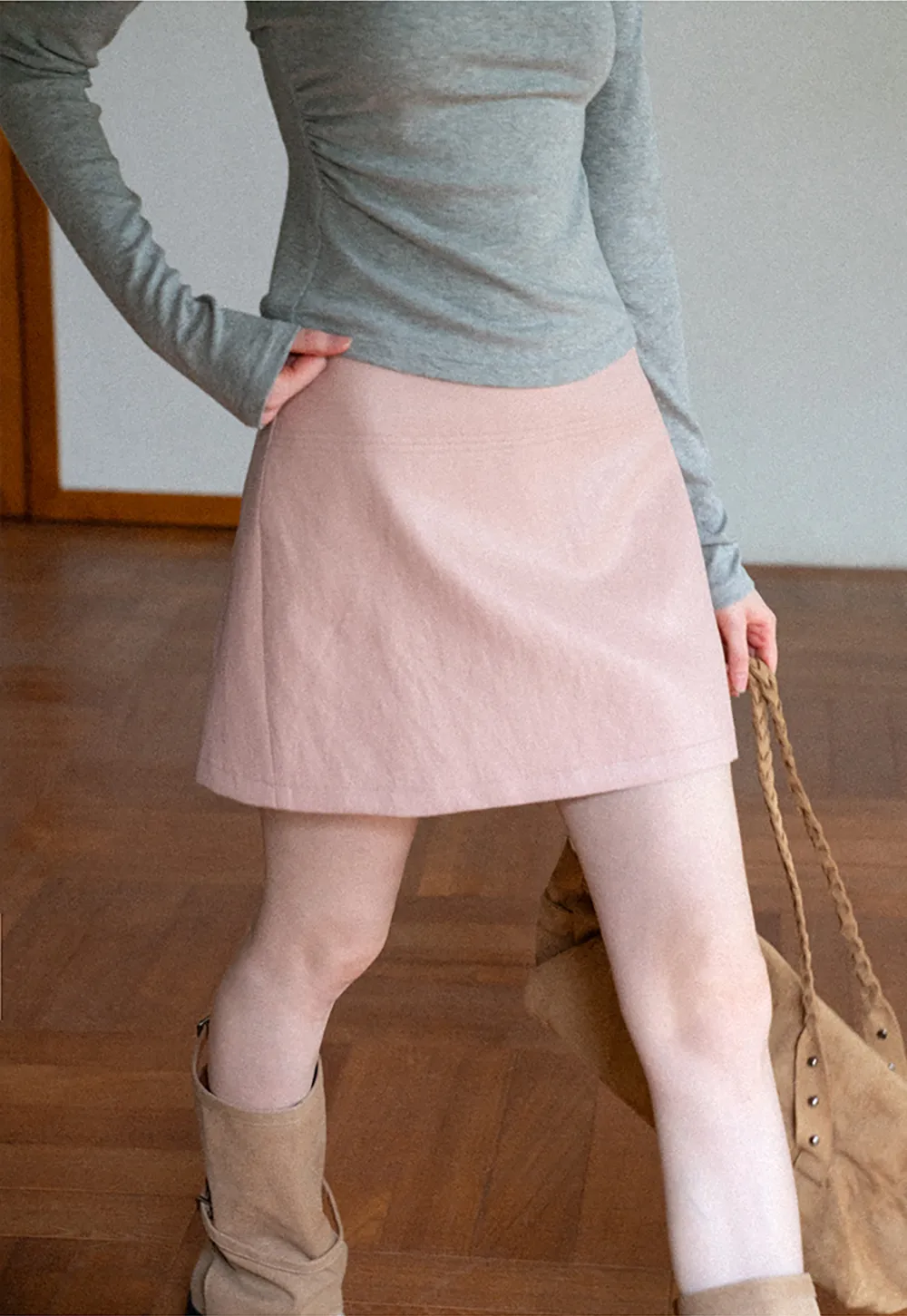 High Waist A Line Mini Skirt