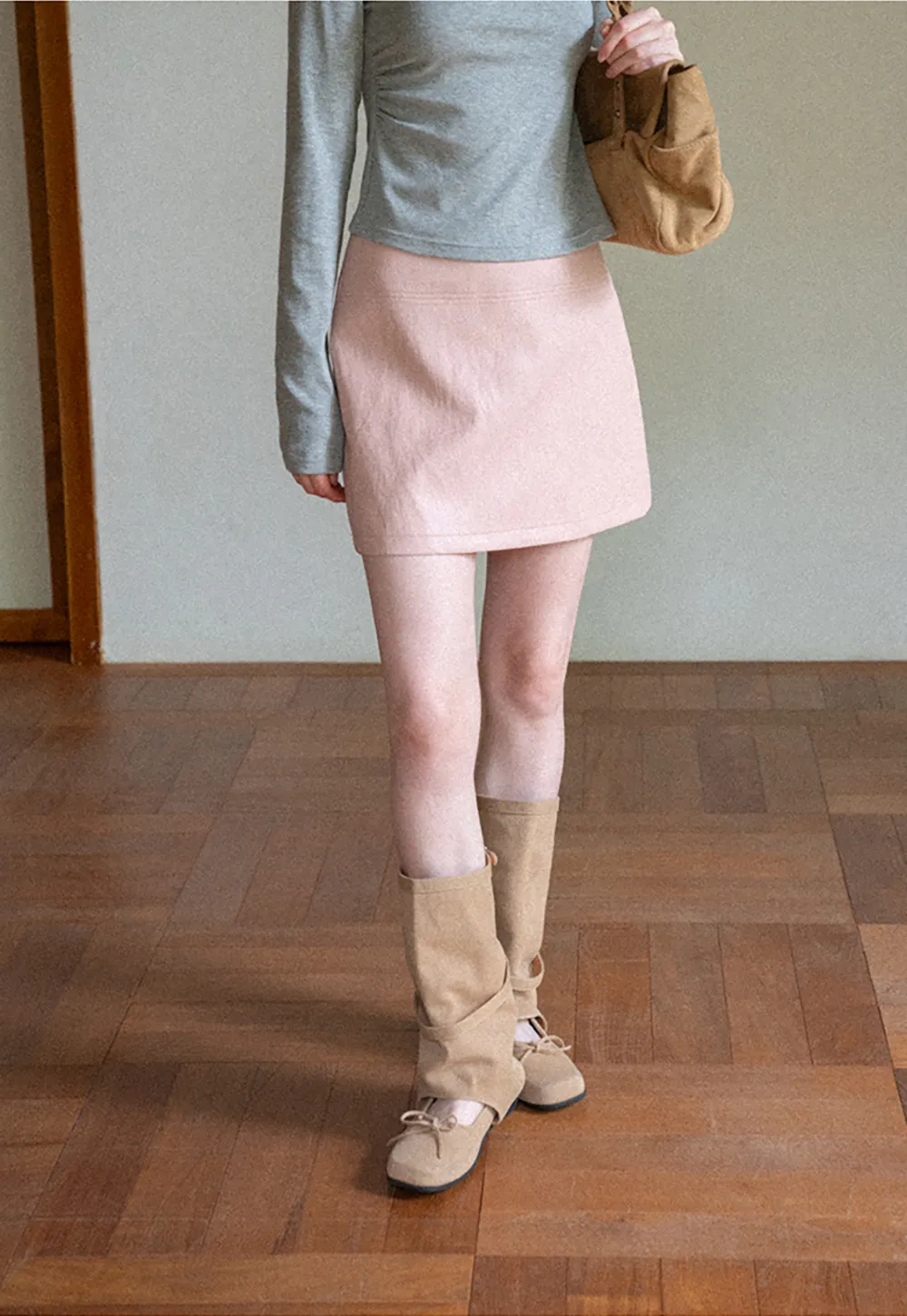 High Waist A Line Mini Skirt