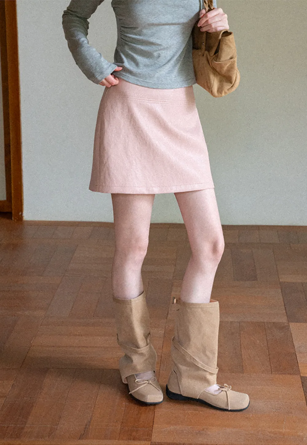 High Waist A Line Mini Skirt