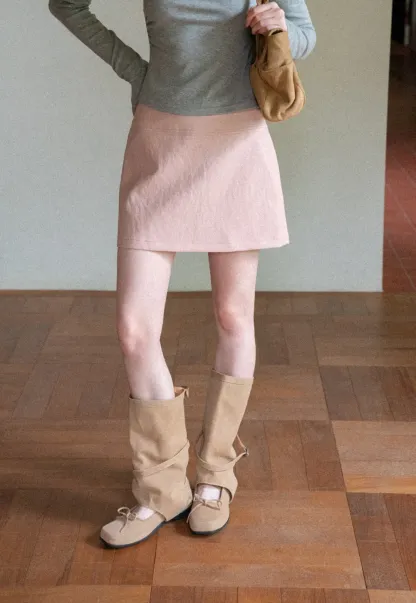 High Waist A Line Mini Skirt
