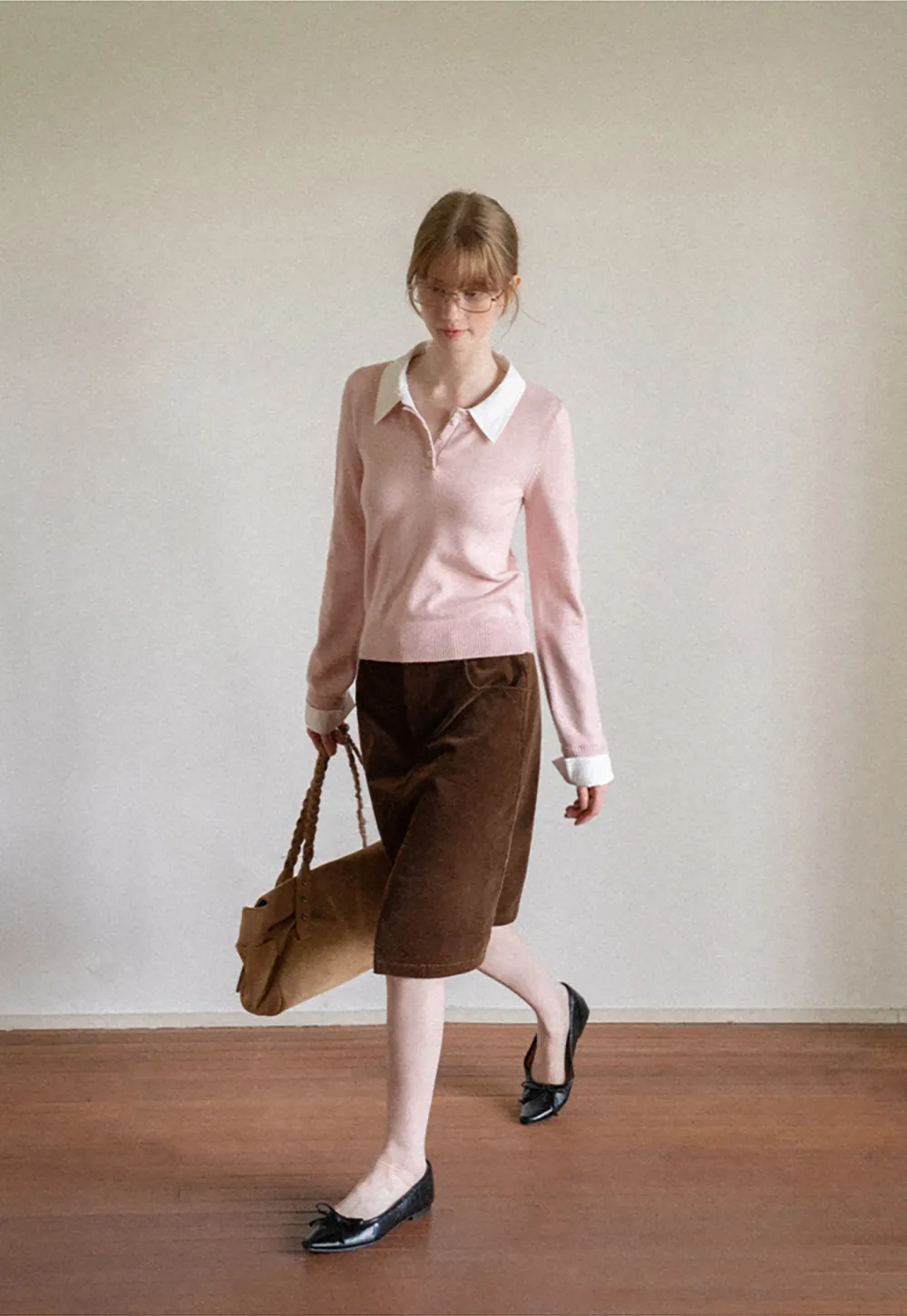 Corduroy A Line Mini Skirt with Center Seam