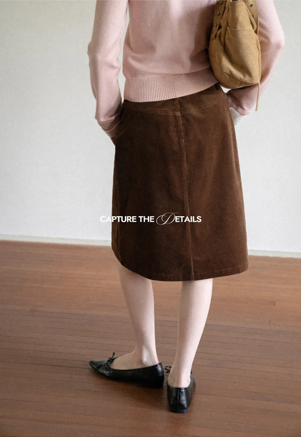 Corduroy A Line Mini Skirt with Center Seam