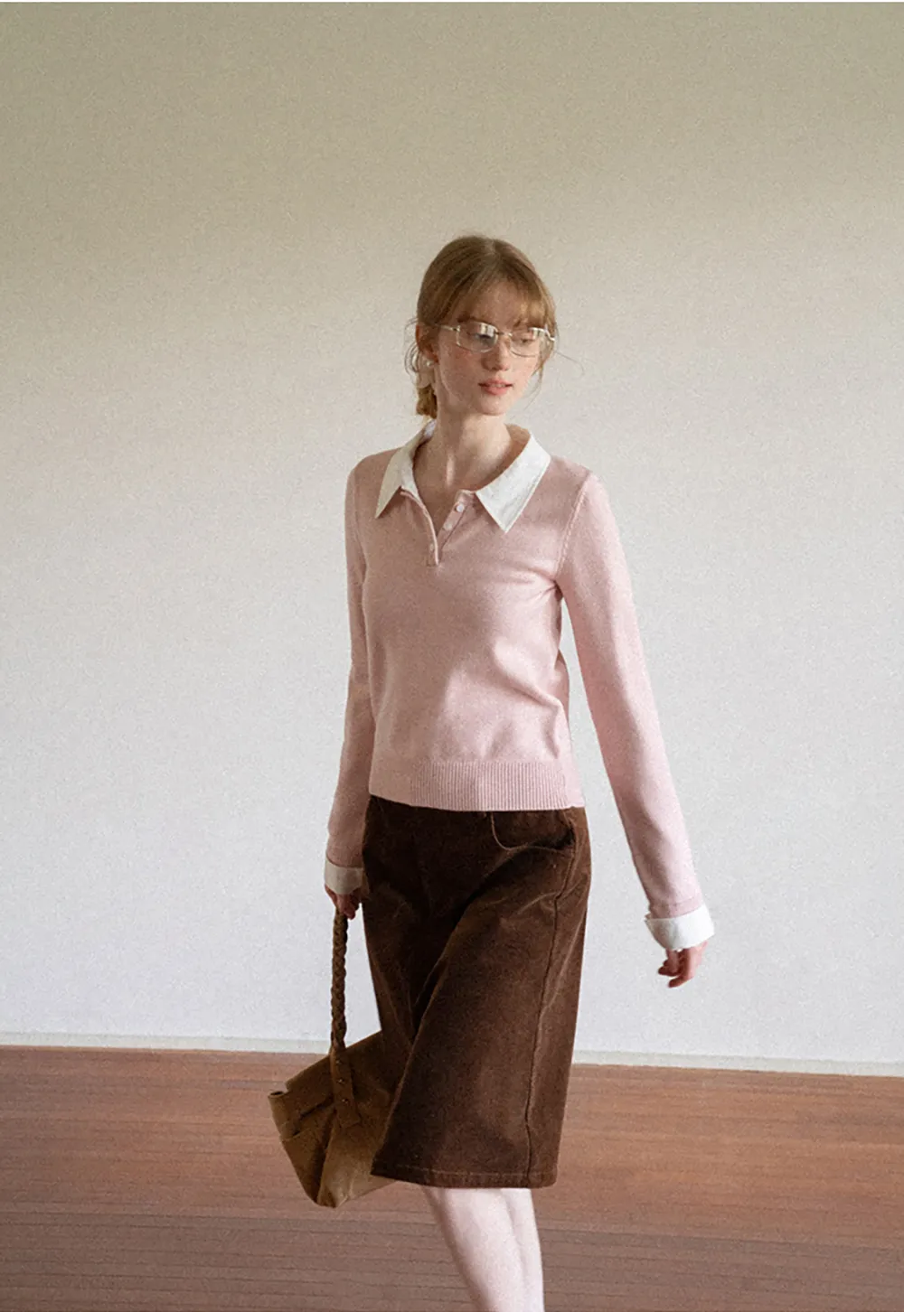 Corduroy A Line Mini Skirt with Center Seam